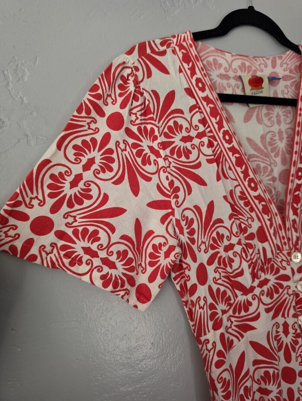 Farm Rio Anthropologie Printed Carmina Button Front Jumpsuit Small - Picture 7 of 12